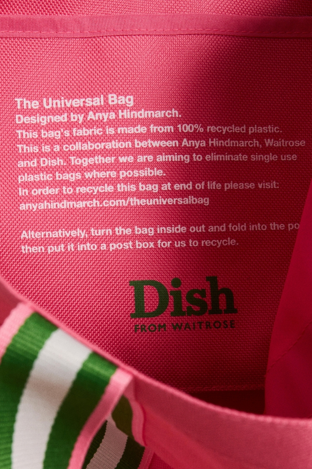 Inner label of Dish x Universal Bag