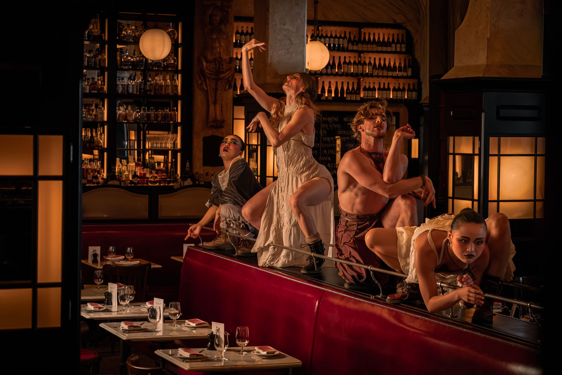 Cabaret performers at Balthazar Covent Garden