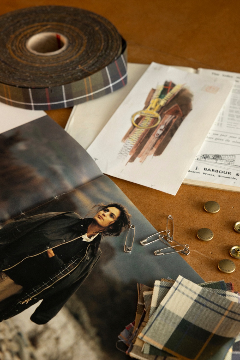Barbour catalogues and tartan samples
