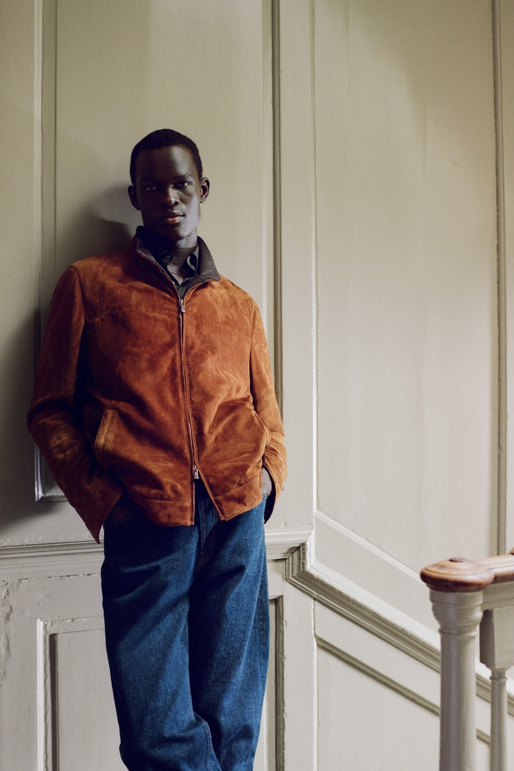 Man wearing sueded Thom Sweeney coat
