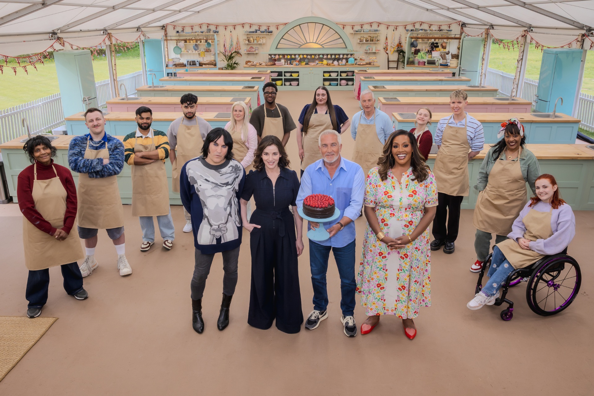The bakers, hosts and judges of The Great British Bake Off