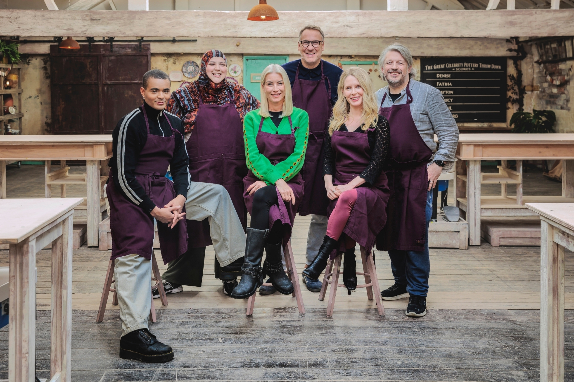 The contestants of The Great Celebrity Pottery Throw Down