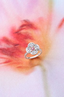 Boodles Posie Pink & White Diamond Platinum Ring