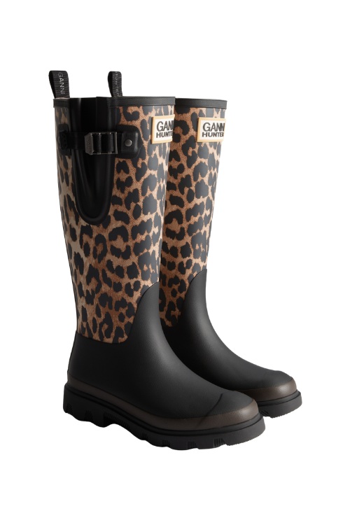Leopard print wellington boots