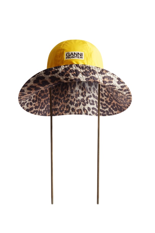 Yellow and leopard print hat