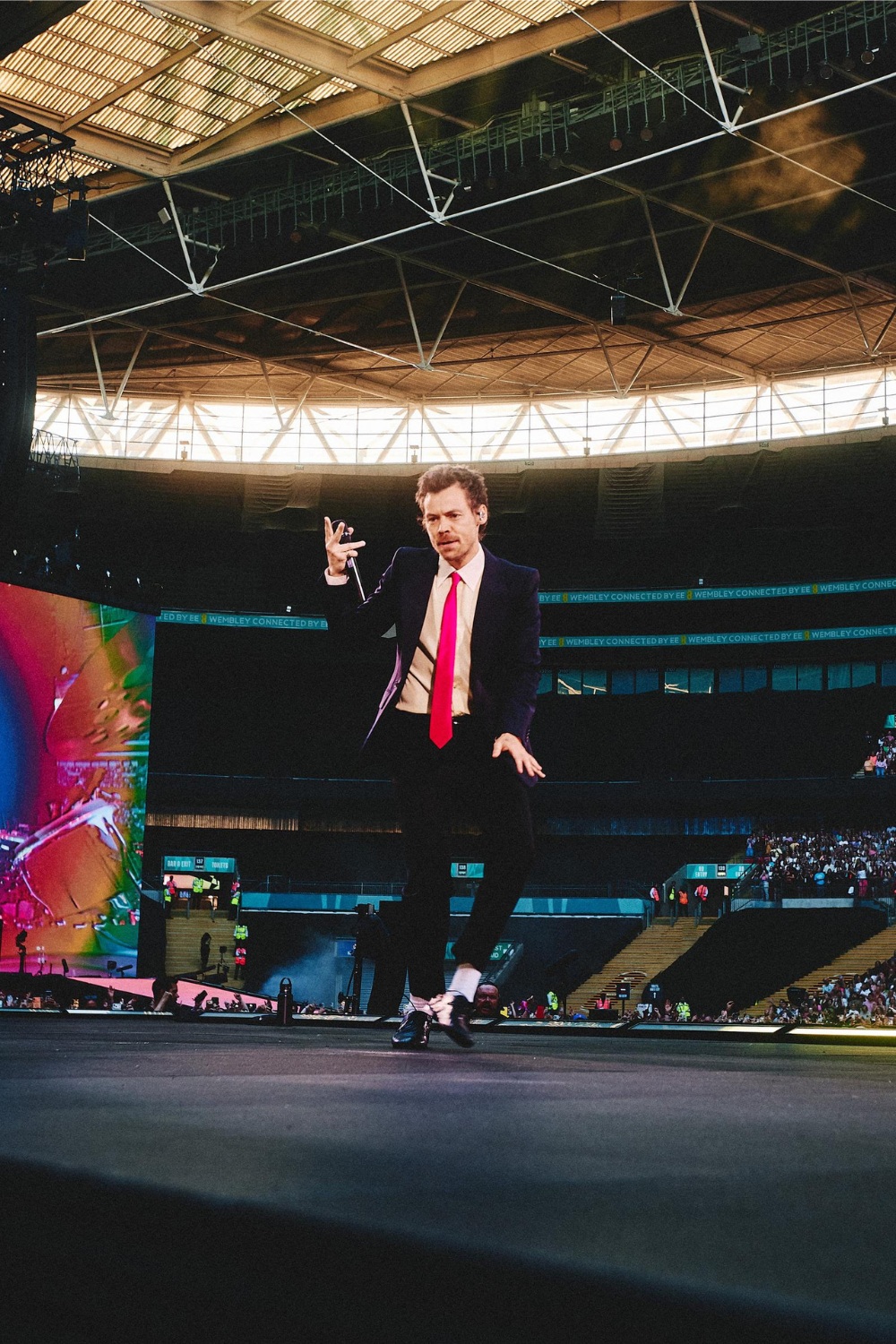 Harry Styles wearing custom McQueen on the Together, Together Tour in London, 2026