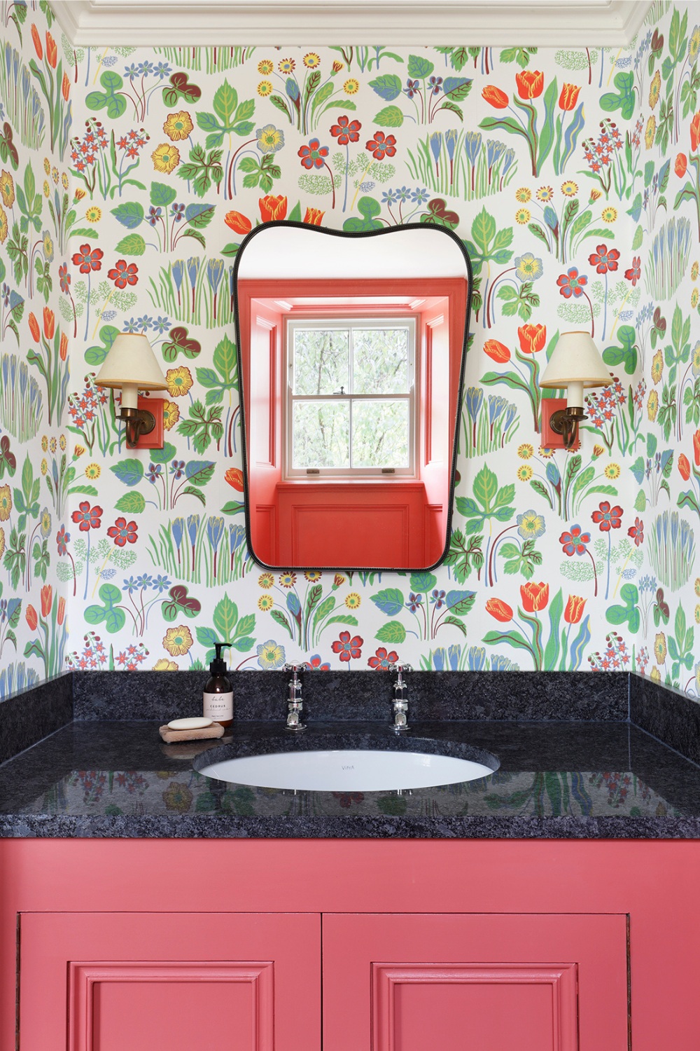Turner Pocock tiny loo with wallpaper