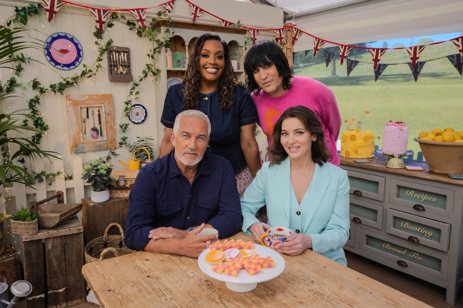 Alison Hammond, Paul Hollywood, Noel Fielding and Nigella Lawson in The Great British Bake Off