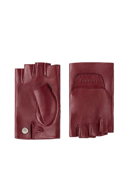 Red fingerless leather gloves