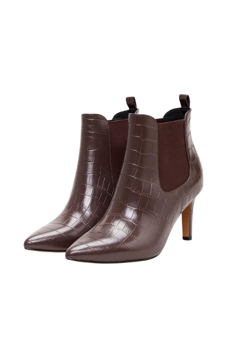 Phase Eight Leather Textured Heeled Ankle Boot