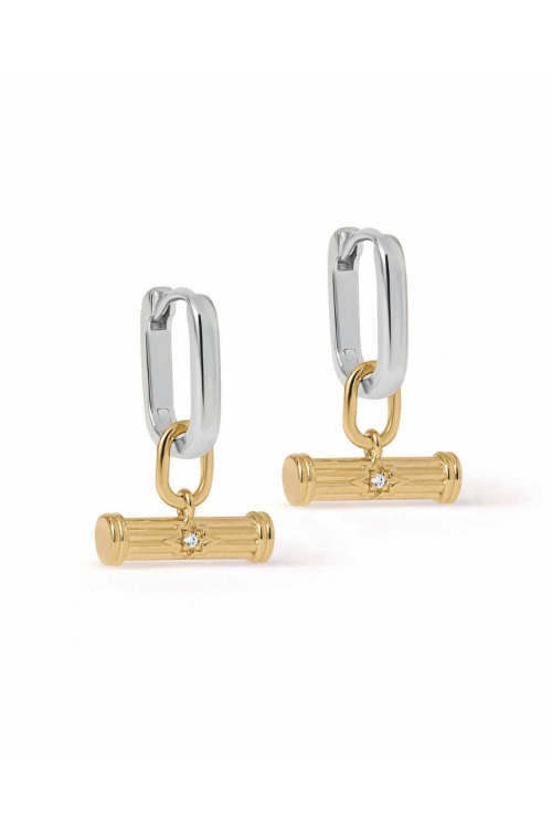 Astley Clarke Mixed Metal T Bar Huggie Earrings
