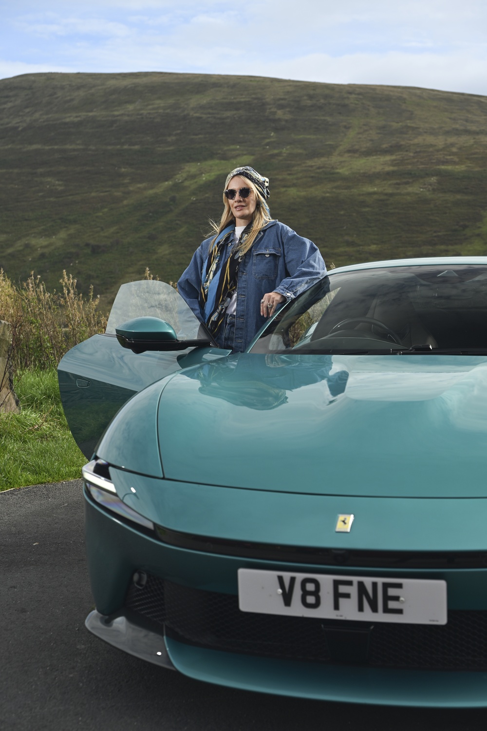 Rebecca Cox with the Ferrari Amalfi