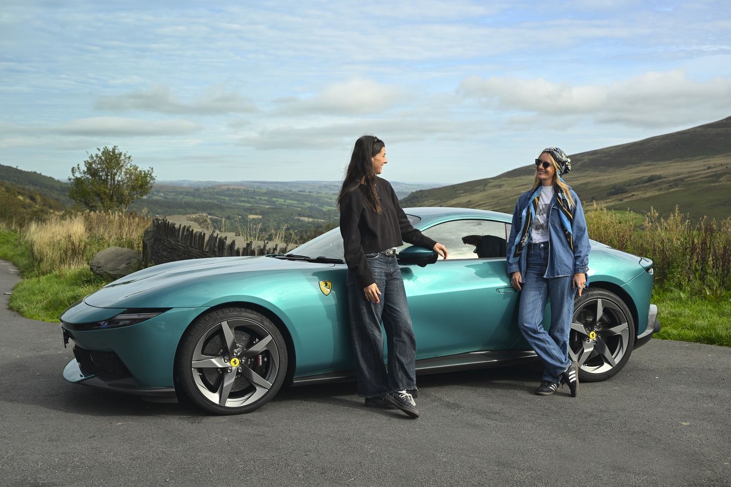 Amy Hunt & Rebecca Cox with the Ferrari Amalfi