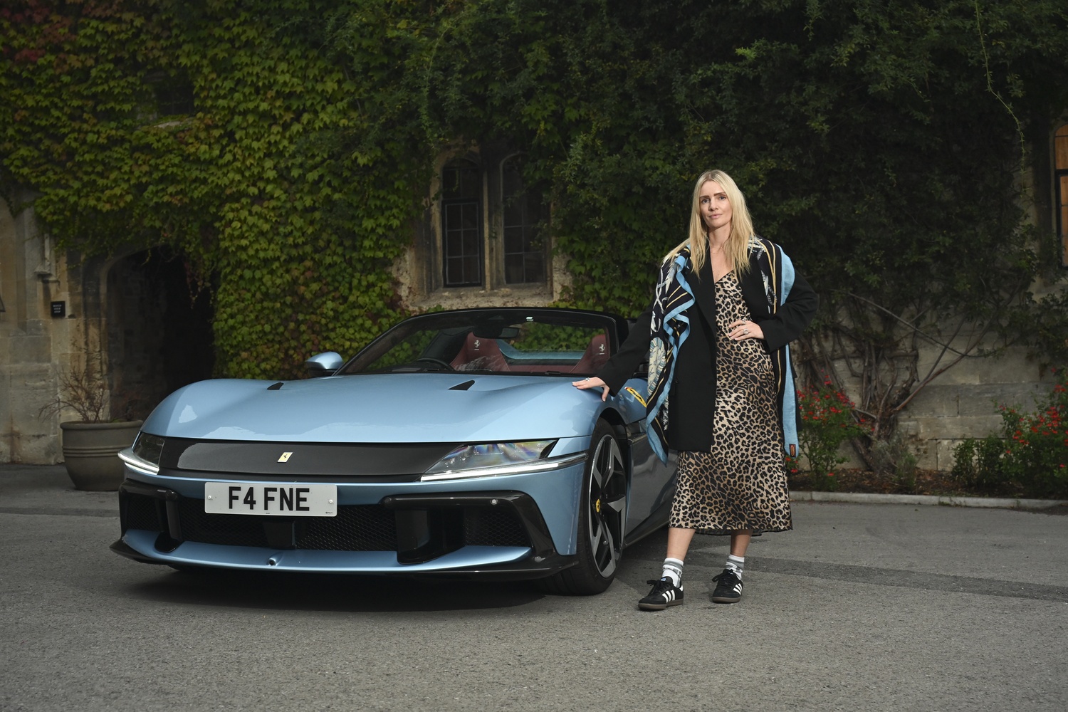 Rebecca Cox with the Ferrari 12Cilindri Spider