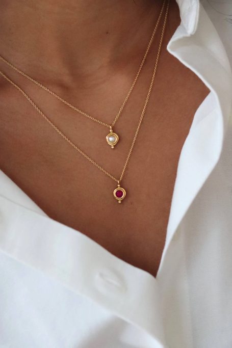 Ottoman Hands Birthstone Pendant Necklace