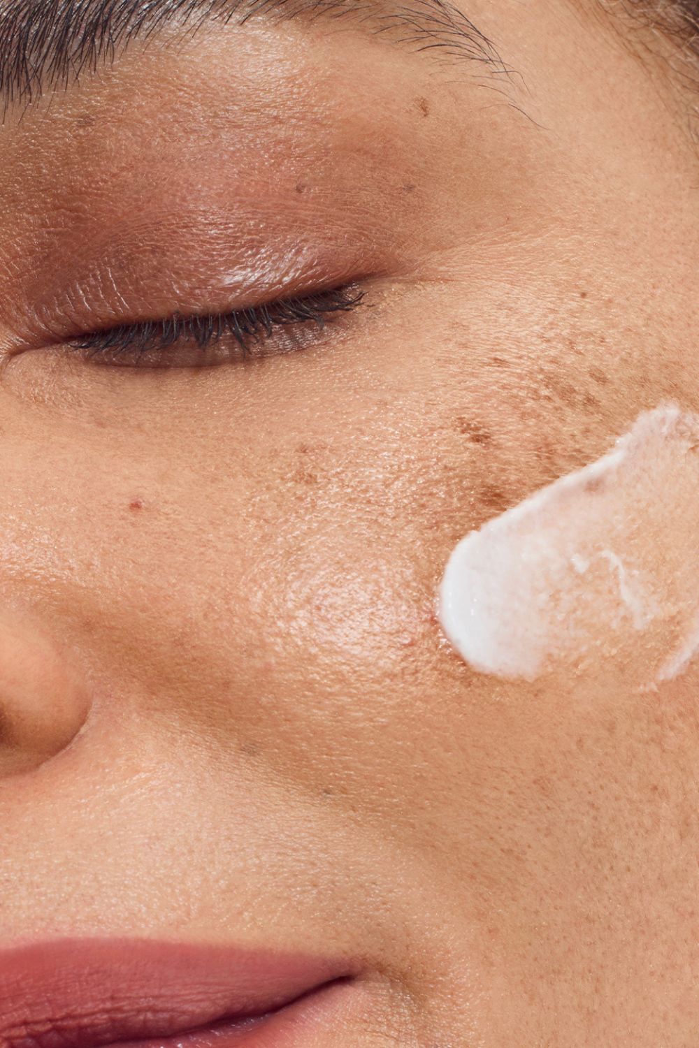 Close up of face with Dr Sam's cream on it