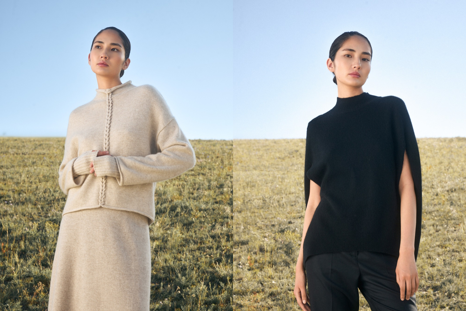 Two models in GOBI cashmere outfits