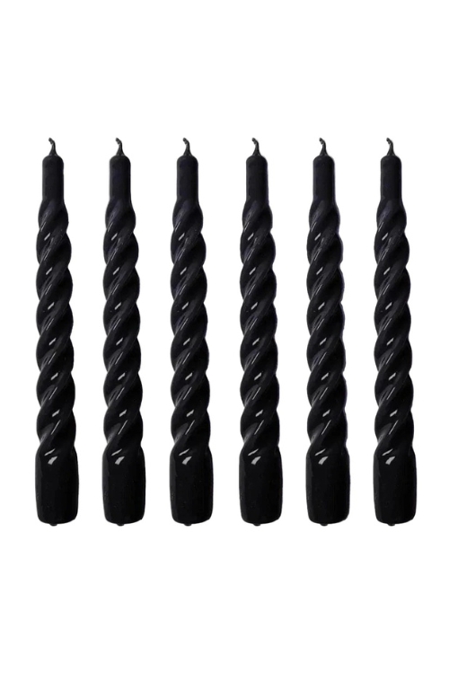 Maison Flaneur Black Twisted Gloss Candles Set Of Six