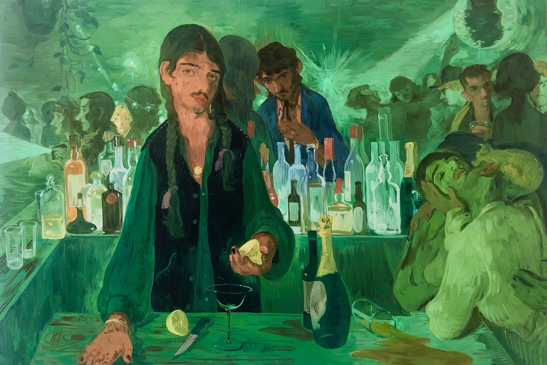 Salman Toor's The Bar on East 13th (2019)