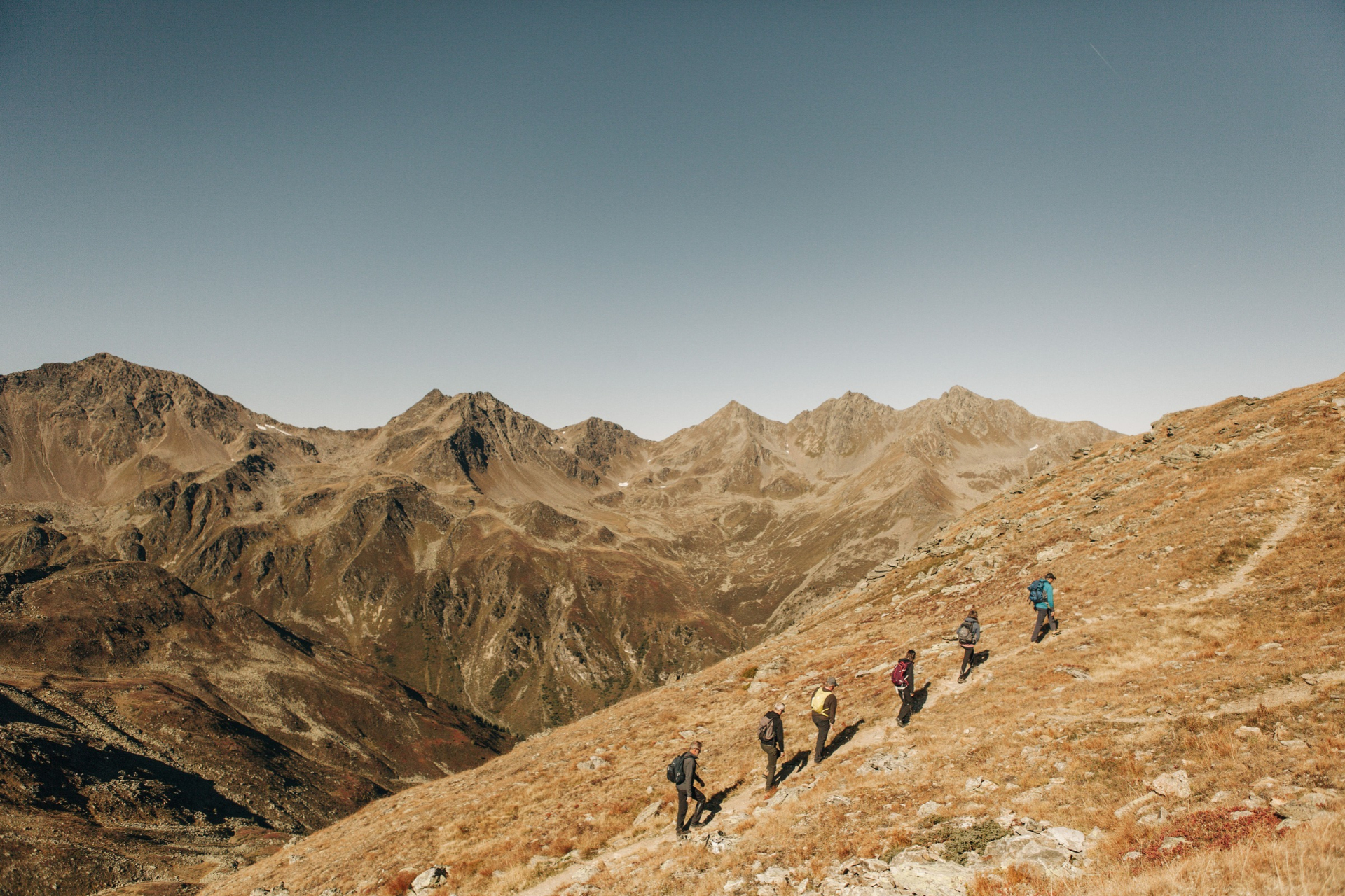 Hikers in the mountains around Schloss Fiss