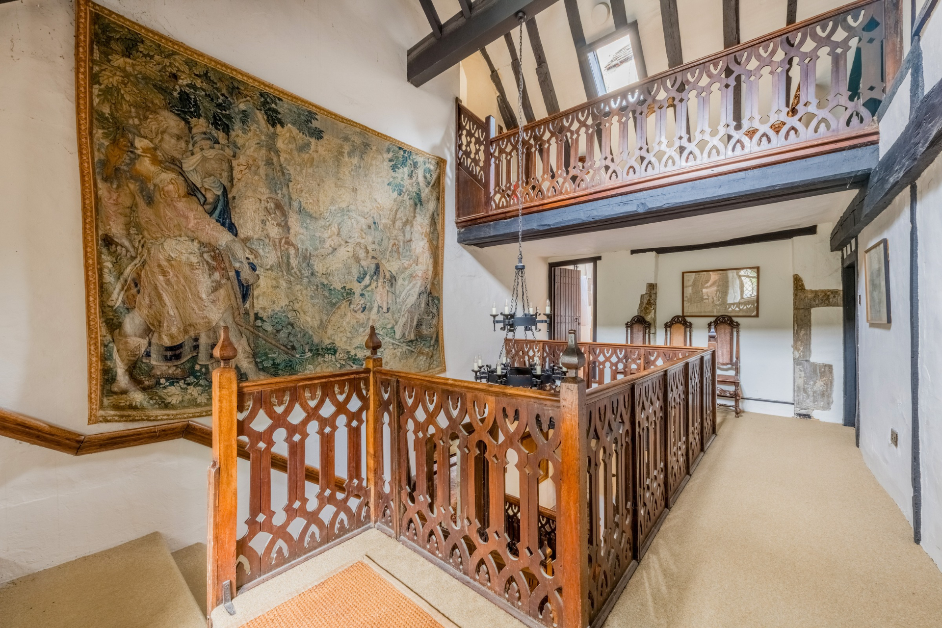 Landing and tapestry at Allington Castle