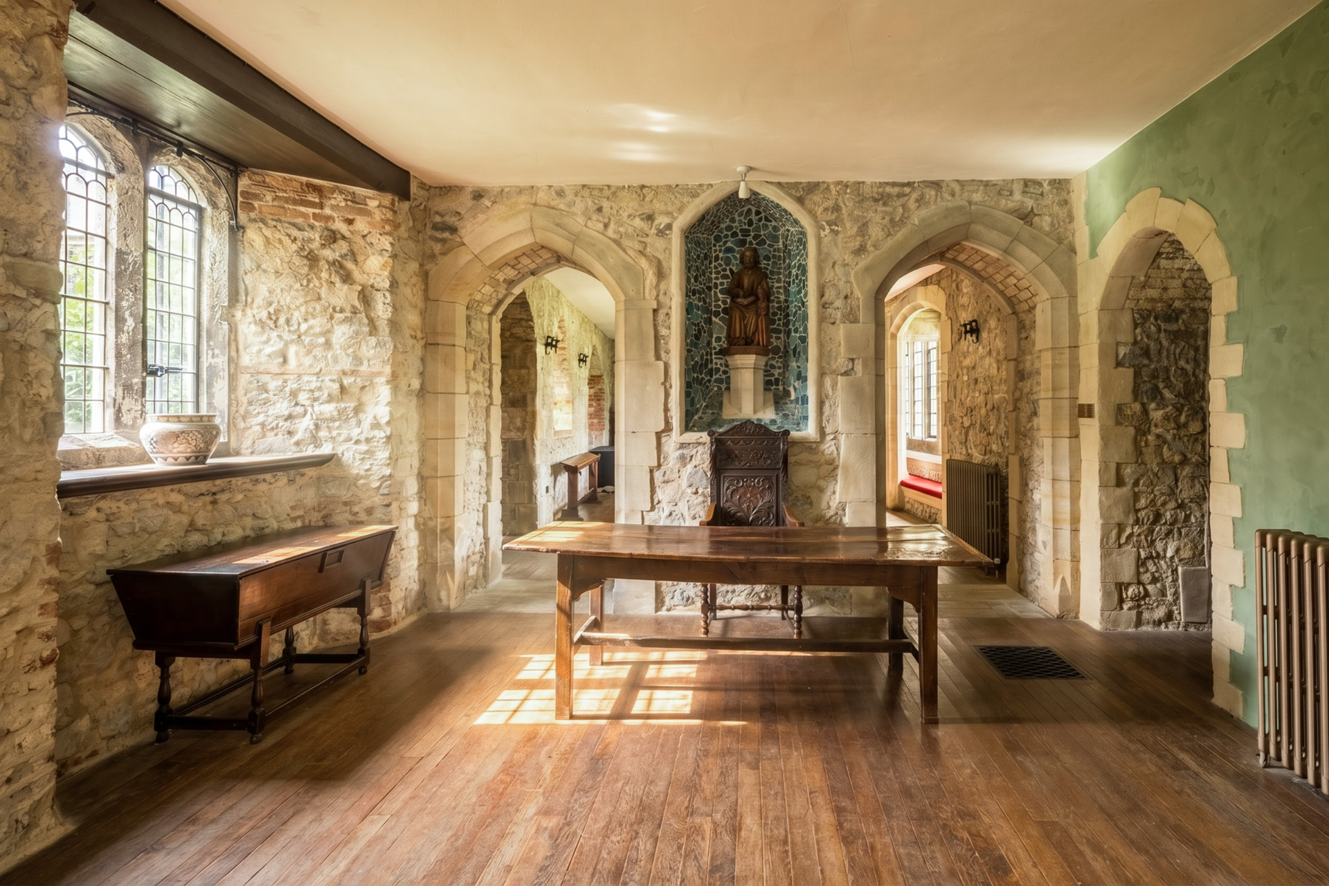 Renovated hallway at Allington Castle